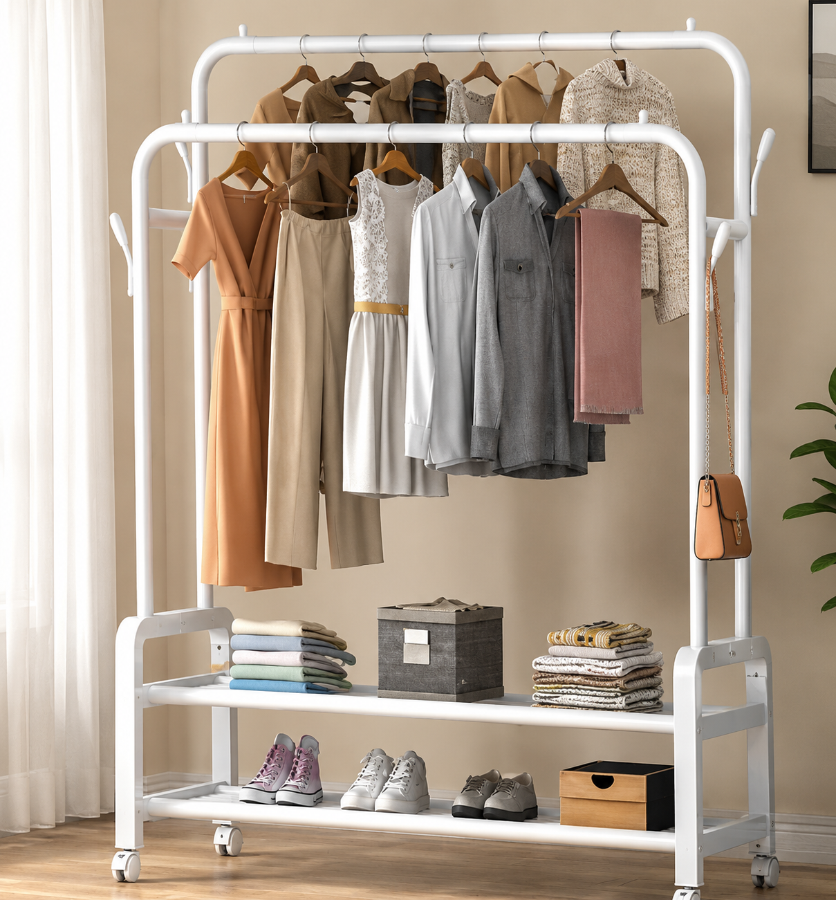 Multifunction Portable Clothes Drying & Storage Rack –  43 × 18 × 65 inches
