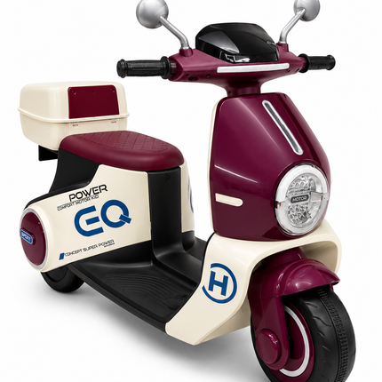 Kids Electric Ride-On Scooter with Storage Box – Battery Powered Vespa Style Bike