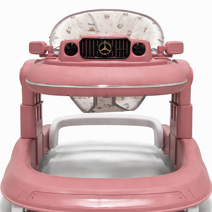 Luxury Car Style Baby Walker with Music Panel & 360° Wheels