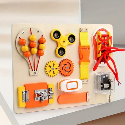 Activity Board SR-1006 | Montessori Busy Board for Kids 36+ Months – 9-in-1 Sensory Learning Toy