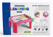 Kids Drawing Learning Desk – My Art Centre Play Set with Roll Paper & Markers (Pink)