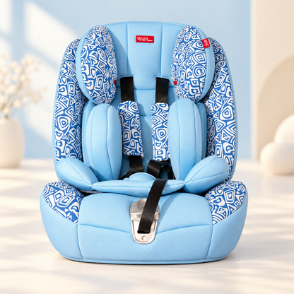 B&B Padded Baby Car Seat – Light Blue & White Printed Design