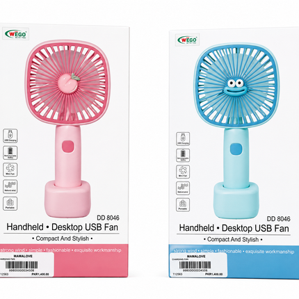 Cute Portable Rechargeable Mini Fan – USB Handheld & Desktop Cooling Fan for Kids (Pink & Blue)
