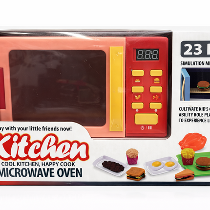 Kids Kitchen Microwave Oven Play Set – Simulation Toy with Food Accessories (23pcs)