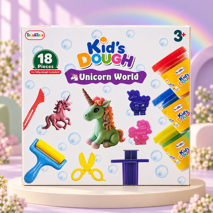 Unicorn World Play Dough & Moulding Set – 18 Pieces