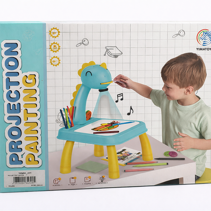 Yimatoys Dinosaur Projector Painting Table with Light & Music – Kids Drawing & Tracing Desk