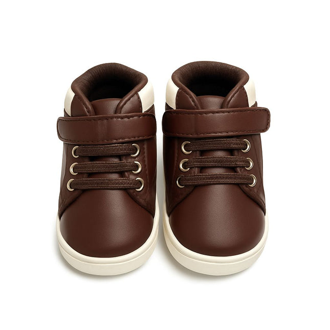 Brown Baby Sneakers with Strap – Stylish & Comfortable