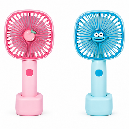 Cute Portable Rechargeable Mini Fan – USB Handheld & Desktop Cooling Fan for Kids (Pink & Blue)
