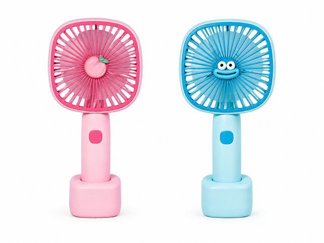 Cute Portable Rechargeable Mini Fan – USB Handheld & Desktop Cooling Fan for Kids (Pink & Blue)