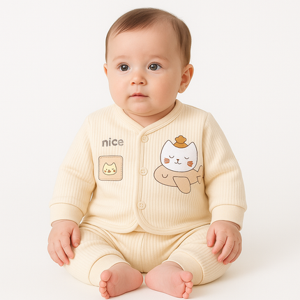 Baby Winter Suit – Light Yellow | Soft & Cozy 2-Piece Set