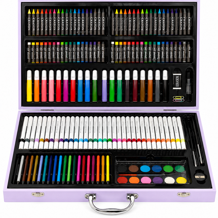 180-Piece Premium Art Set in Portable Carry Case – Complete Drawing & Painting Kit for Kids & Artists