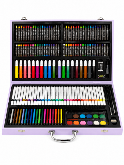 180-Piece Premium Art Set in Portable Carry Case – Complete Drawing & Painting Kit for Kids & Artists