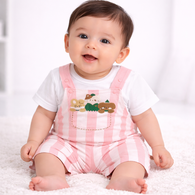 Adorable Baby Girls 2-Piece Dungaree Set