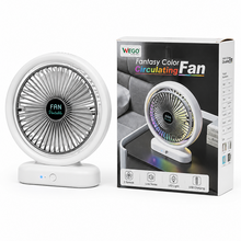 WEGO Fantasy Color Circulating Fan – Rechargeable Portable Desktop Fan with LED Light