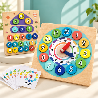 Tick-Tock & Count – 2-in-1 Wooden Clock & Maths Set