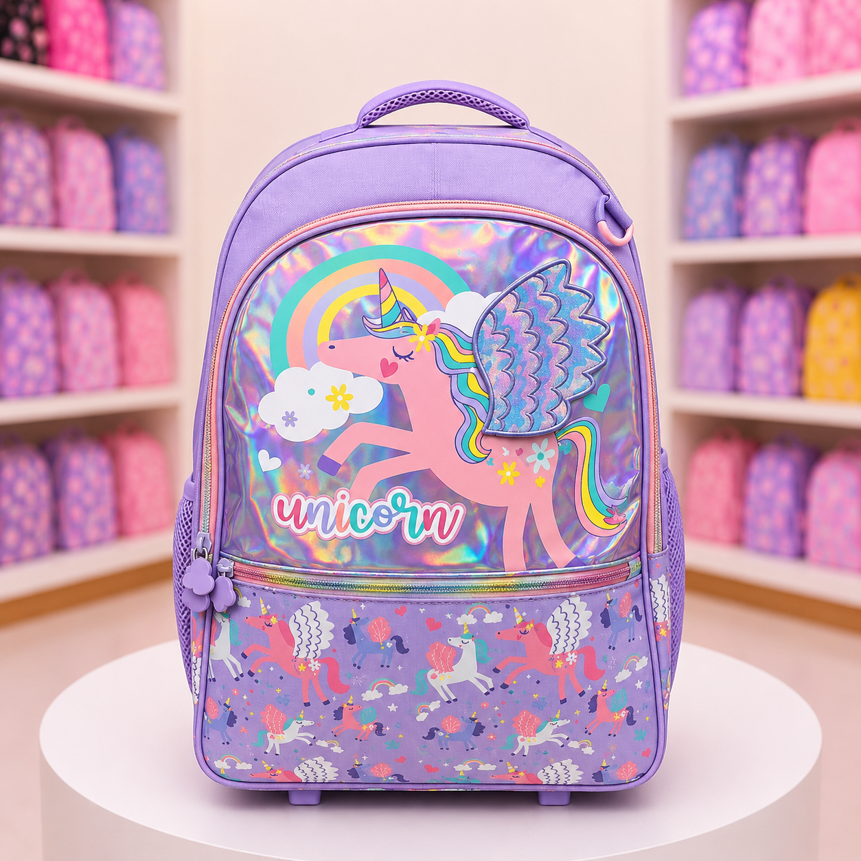 Kids Unicorn School Backpack – Purple | 18" × 12" INCHES