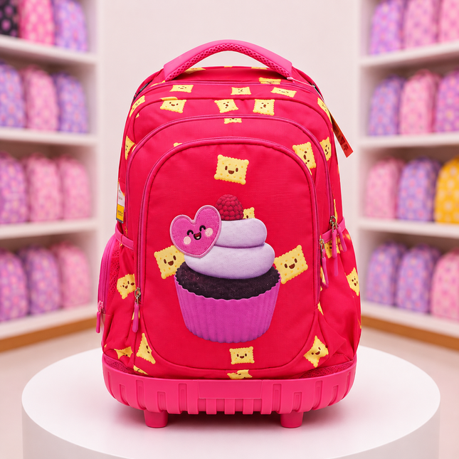 Kids Cute Cupcake School Backpack – Pink | 18" × 12" INCHES