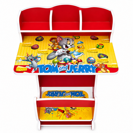 Kids Wooden Study Table & Chair Set with Bookshelf - 2070N