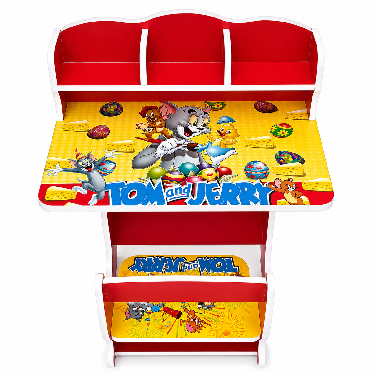 Kids Wooden Study Table & Chair Set with Bookshelf - 2070N