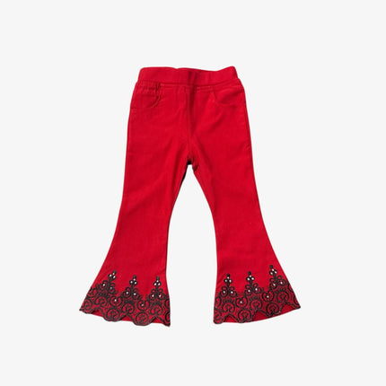 Girls Flared Pants (Red)