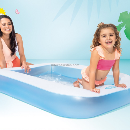 INTEX 66" x 40" x 10" Rectangular Inflatable Kiddie Pool Blue