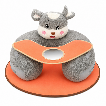 Cute Deer Plush Baby Support Seat with Activity Tray | Soft Infant Sitting Chair