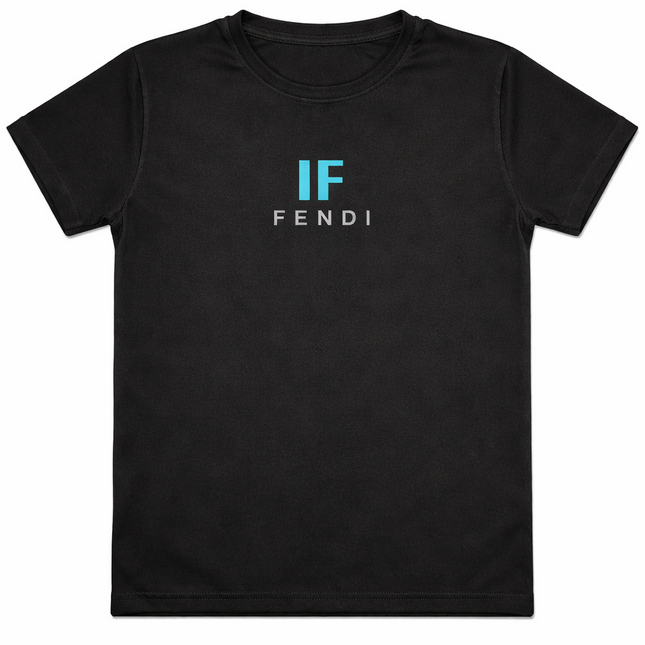 Kids  Black “FF FENDI” Printed T-Shirt – Round Neck Half Sleeves Casual Tee
