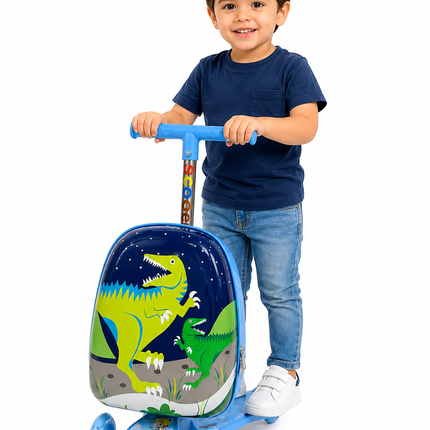 Dinosaur Kids Scooter with Storage Backpack – 3 Wheel Adjustable Ride