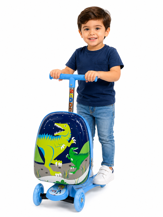 Dinosaur Kids Scooter with Storage Backpack – 3 Wheel Adjustable Ride