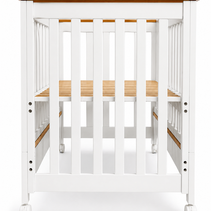 Premium Wooden Baby Cot with Adjustable Mattress Base & Lockable Wheels - BAMBINI