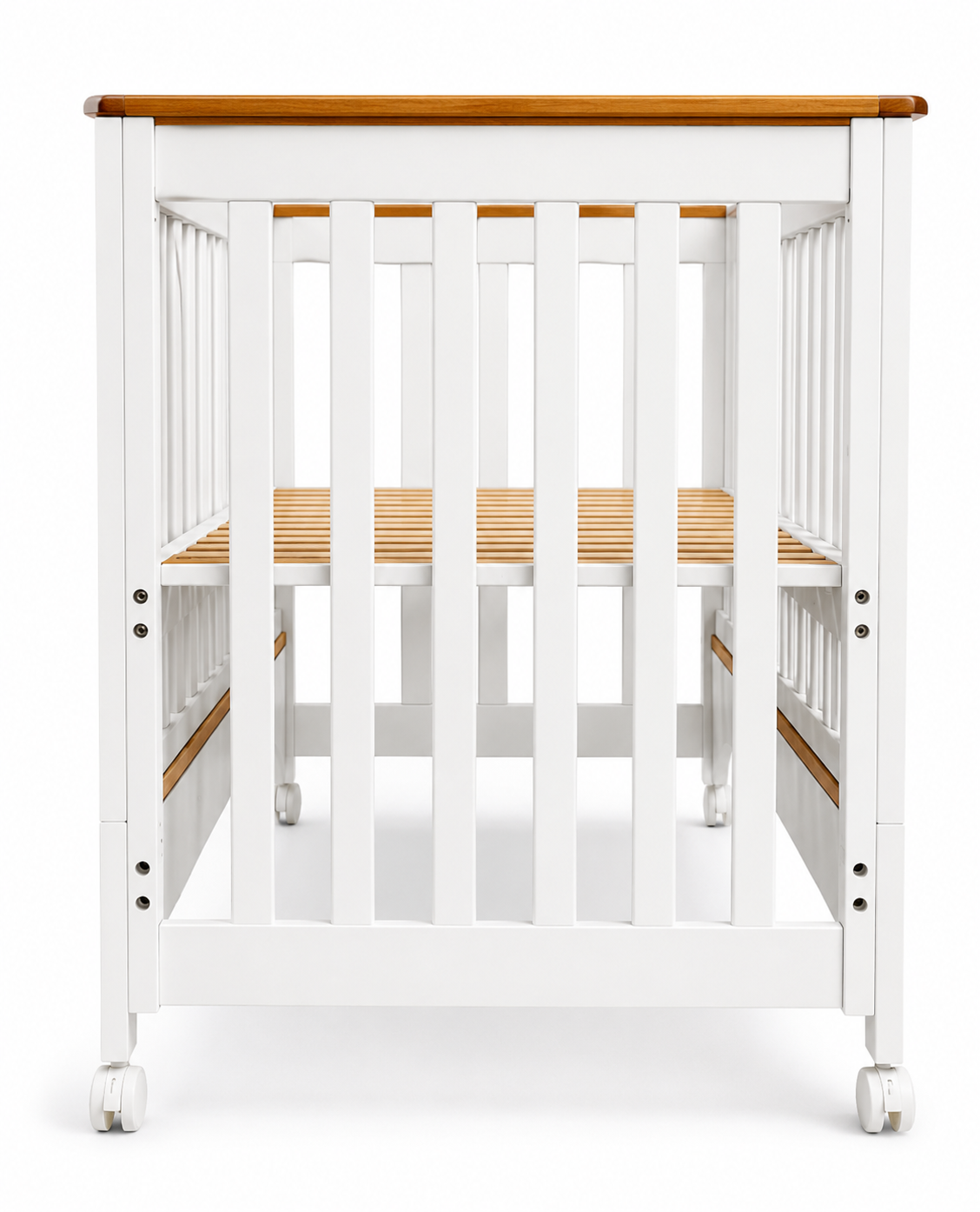 Premium Wooden Baby Cot with Adjustable Mattress Base & Lockable Wheels - BAMBINI