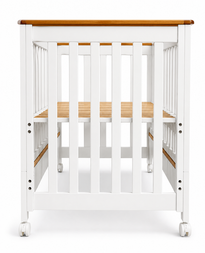 Premium Wooden Baby Cot with Adjustable Mattress Base & Lockable Wheels - BAMBINI