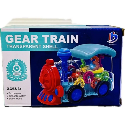 Gear Train Transparent Toy – Electric Light & Music Locomotive