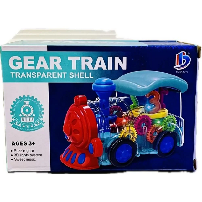 Gear Train Transparent Toy – Electric Light & Music Locomotive
