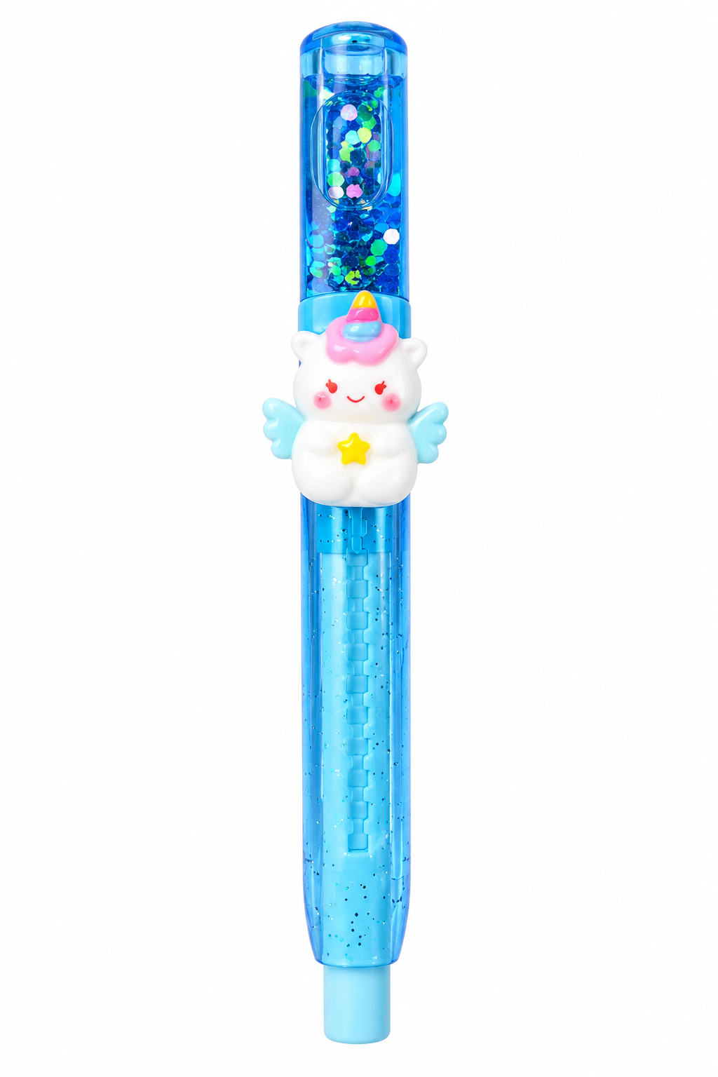 Cute Unicorn Glitter Eraser – Premium Dust-Free Rubber Eraser for School, Drawing & Office (Blue)