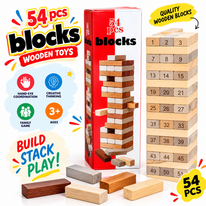 Imported 54 Piece Wooden Jenga Tower Game