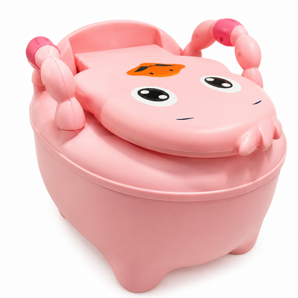 Cute Crab-Shaped Baby Potty Training Seat with Lid & Handles – Pink