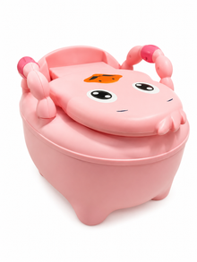 Cute Crab-Shaped Baby Potty Training Seat with Lid & Handles – Pink