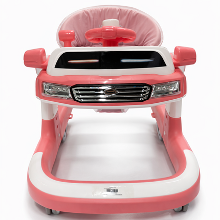 Car-Style Musical Baby Walker – Pink & White