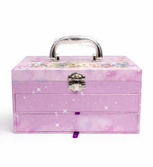 Girl Cosmetic Family 3-Layer Makeup & Jewellery Play Box – Princess Beauty Kit with Mirror