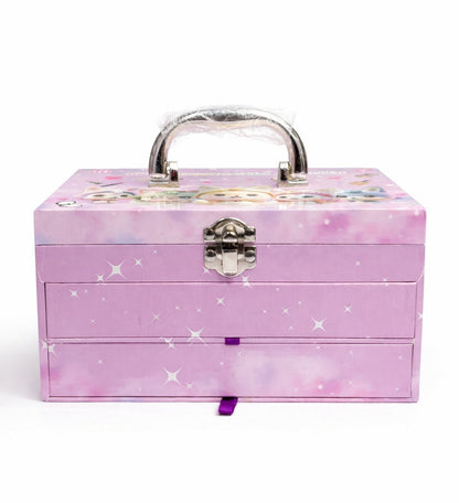 Girl Cosmetic Family 3-Layer Makeup & Jewellery Play Box – Princess Beauty Kit with Mirror