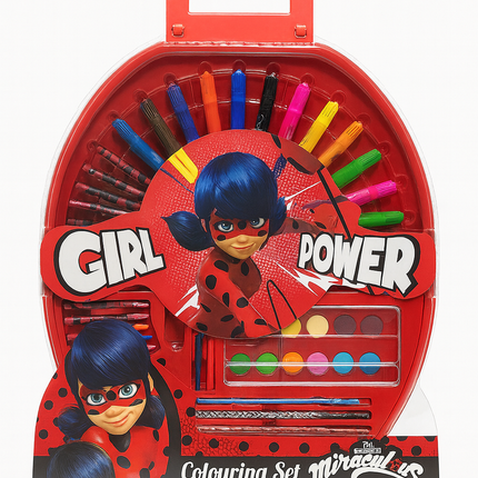 Miraculous Ladybug Colouring Set – Girl Power Art & Stationery Kit (Red)