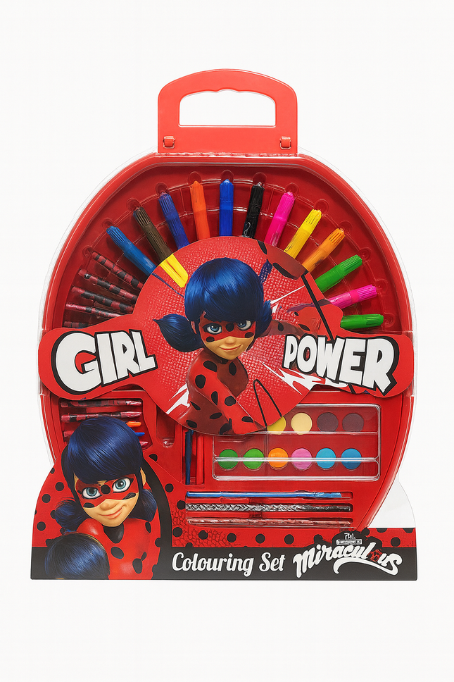 Miraculous Ladybug Colouring Set – Girl Power Art & Stationery Kit (Red)