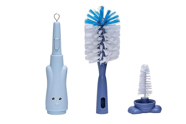 ONLY BABY  3 IN 1 BABY BOTTLE CLEANING BRUSH WITH STRAW LONG TOOL BLUE