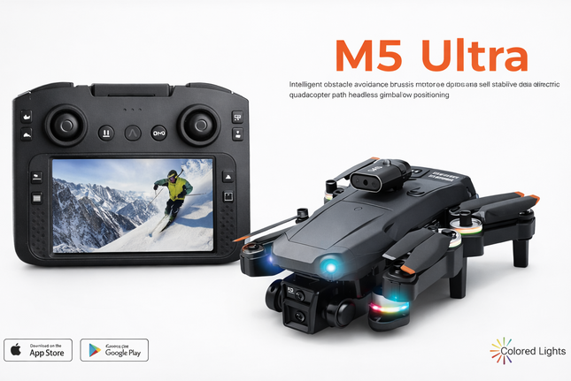M5 Ultra Foldable HD Camera Drone with Remote Controller & Obstacle Avoidance