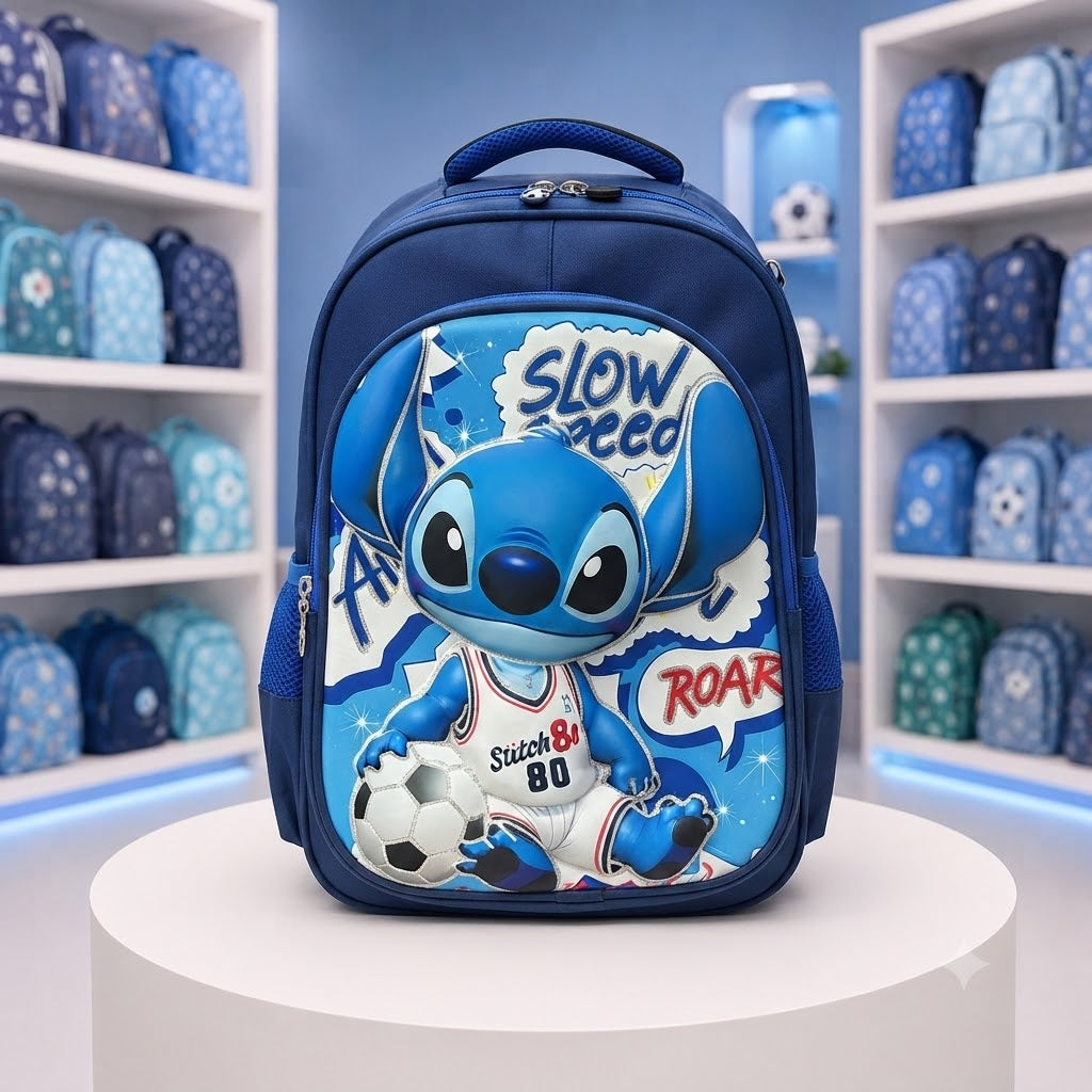 Kids Stitch School Backpack – Blue | 13H × 9.5 W
