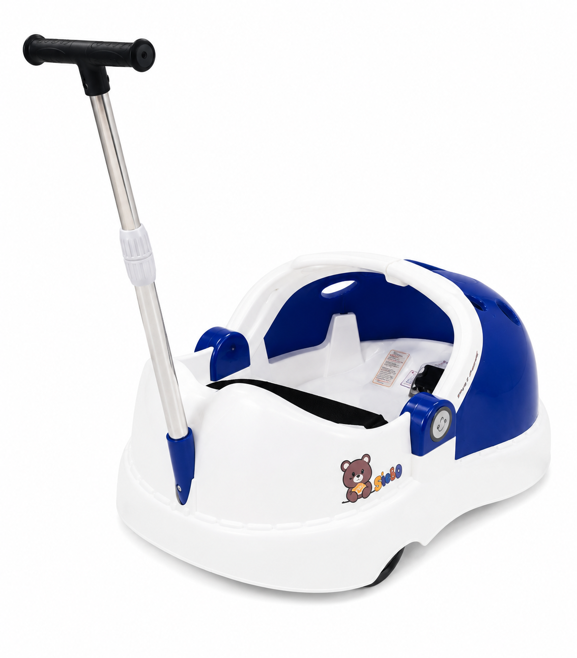 Electric & Manual Ride-On Push Car for Kids with Parent Handle – blue
