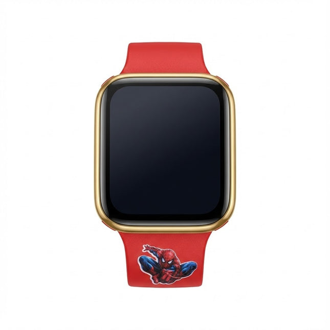 Kids Cartoon Smartwatch – Red Strap with Superhero Design