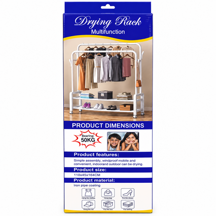 Multifunction Portable Clothes Drying & Storage Rack – 110 × 45 × 164 CM