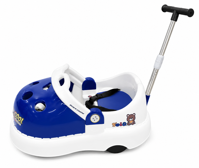 Electric & Manual Ride-On Push Car for Kids with Parent Handle – blue
